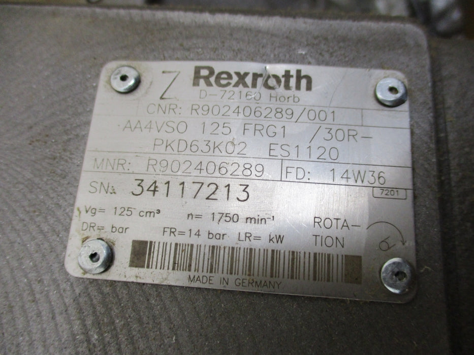 REXROTH AA4VS0125FRG1/30R-PKD63K02ES1120 R02406289 NSMP