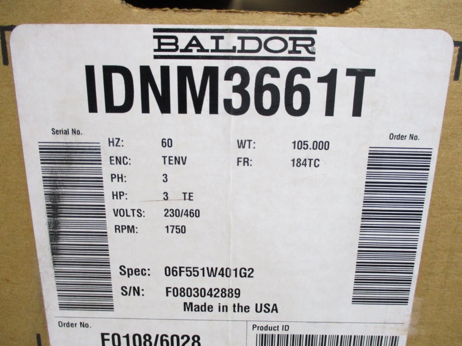 BALDOR IDNM3661T NSMP
