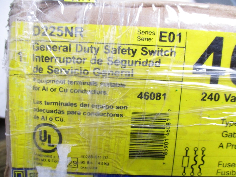 SQUARE D D225NR SER. E01 (AS PICTURED) NSMP