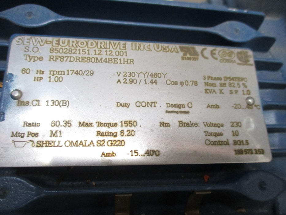 SEW-EURODRIVE RF87DRE80M4BE1HR NSNP