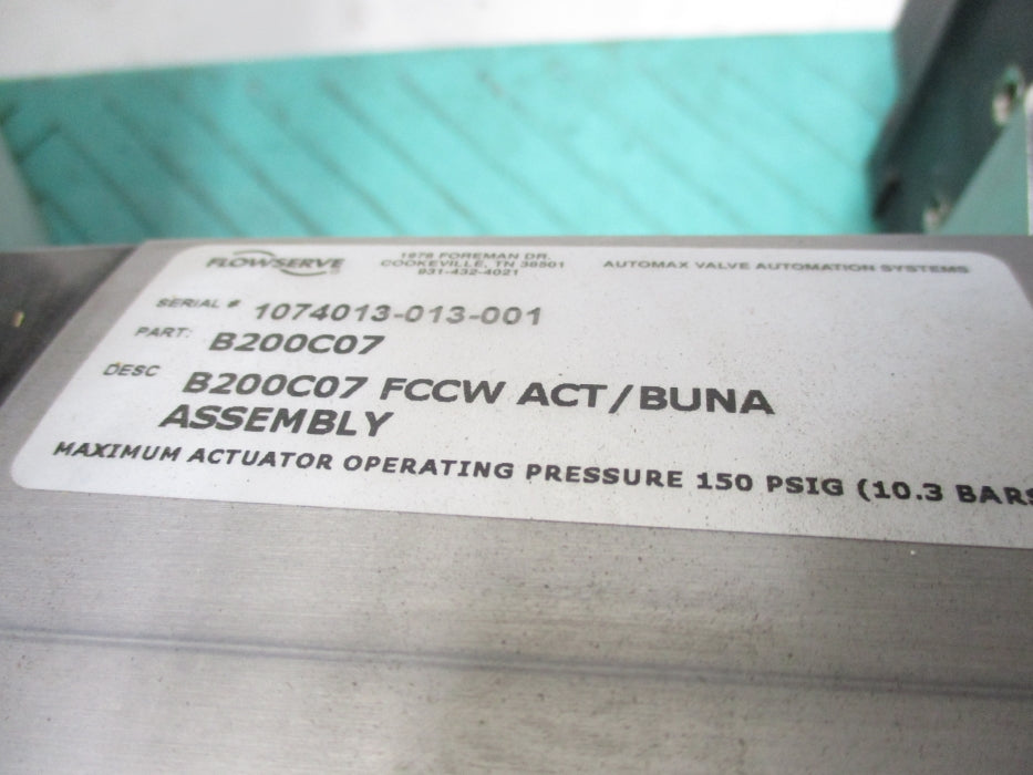 FLOWSERVE B200C07 10-BX2-W1811A1V9NZ 200-285PSIG NSNP