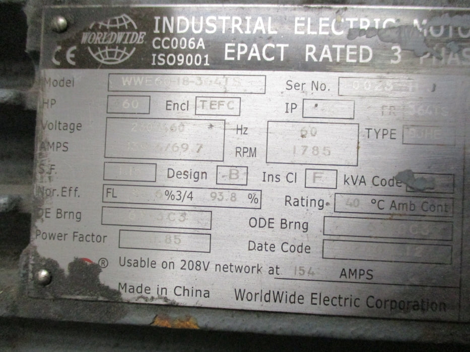 INDUSTRIAL ELECTRIC WWE60-18-364TS NSNP