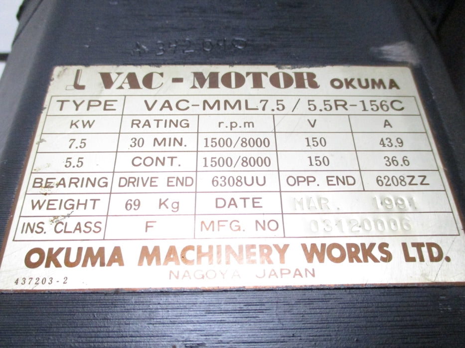 OKUMA VAC-MML7.5/5.5R-156C NSNP