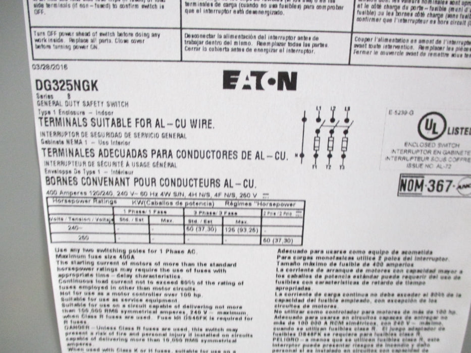 EATON DG325NGK SER. B NSNP