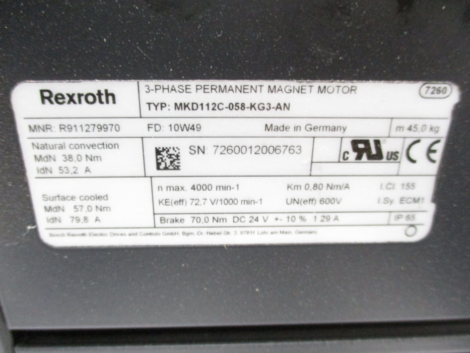 REXROTH MKD112C-058-KG3-AN R911279970 NSNP