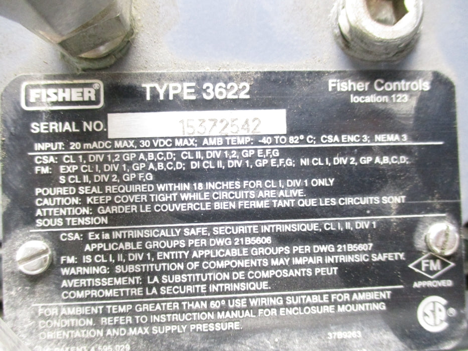FISHER V-200-1052-3620J 0-18PSI (AS PICTURED) NSNP