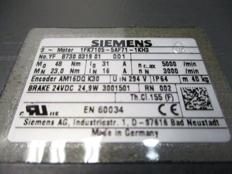 SIEMENS 1FK7105-5AF71-1KH3 NSMP