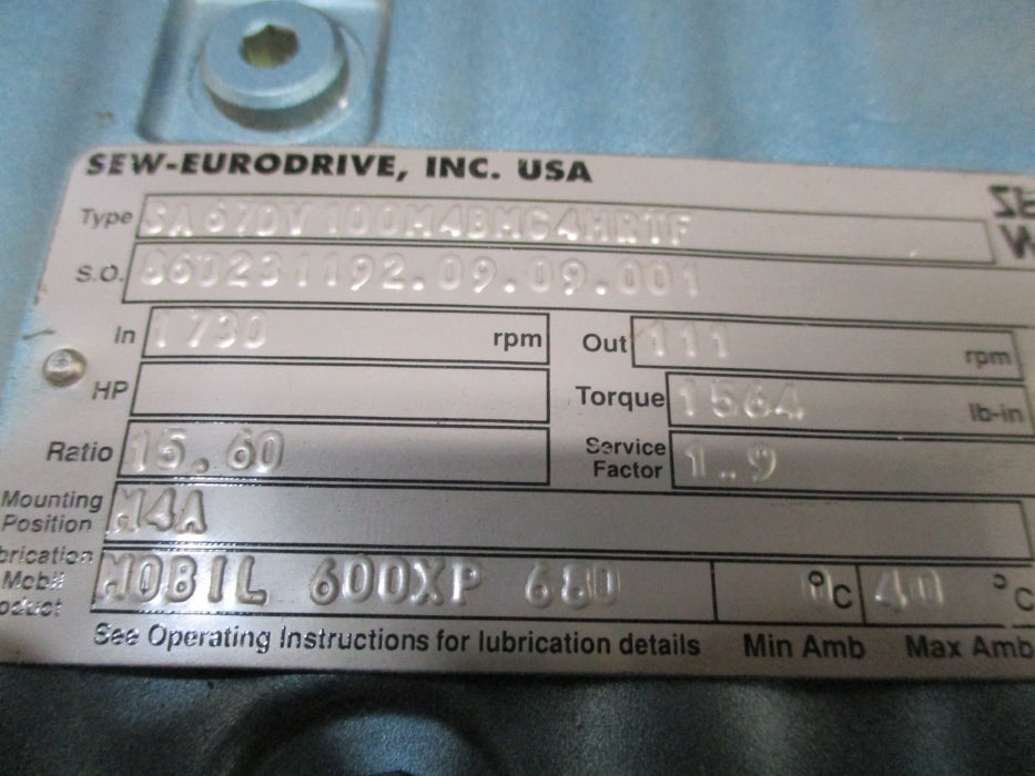 SEW-EURODRIVE SA67DV100M4BMG4HRTF DFV100M4BMGHRTF NSNP
