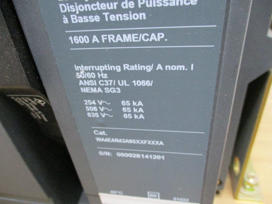 SQUARE D WA4EAR43A9SXXFXXXA NW16H1 1600A 365V NSMP