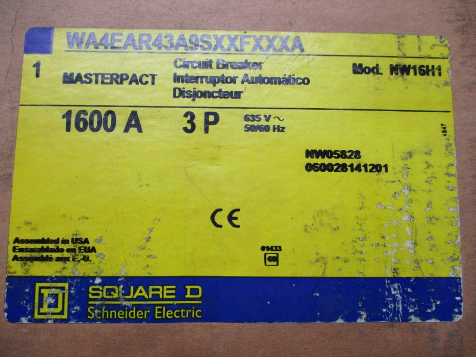 SQUARE D WA4EAR43A9SXXFXXXA NW16H1 1600A 365V NSMP
