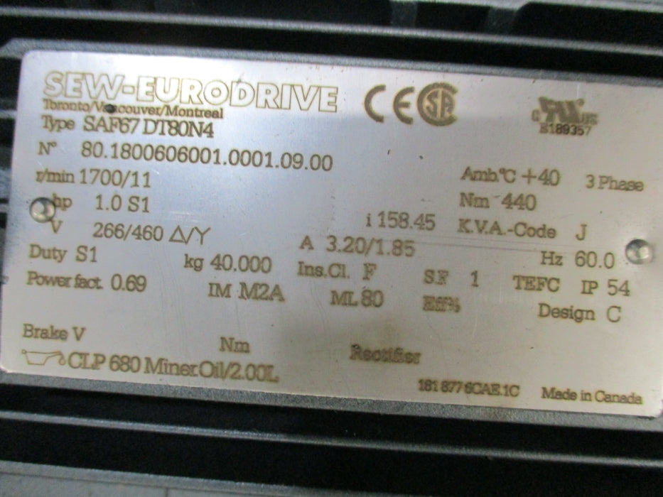 SEW-EURODRIVE SAF67DT80N4 SAF67/A NSNP