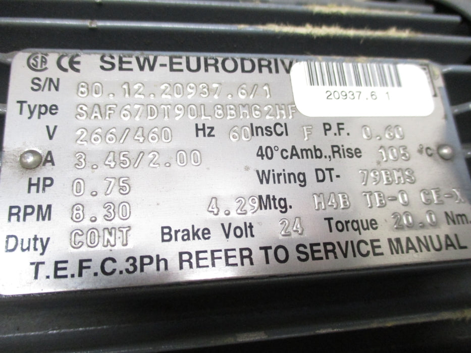 SEW-EURODRIVE SAF67DT90L8BMG2HF SAF67 NSNP