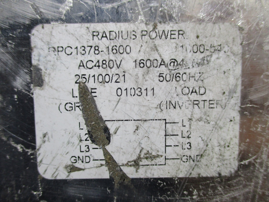 RADIUS POWER T7H-1200 SACE PR231/P RPC1378-1600 NSNP