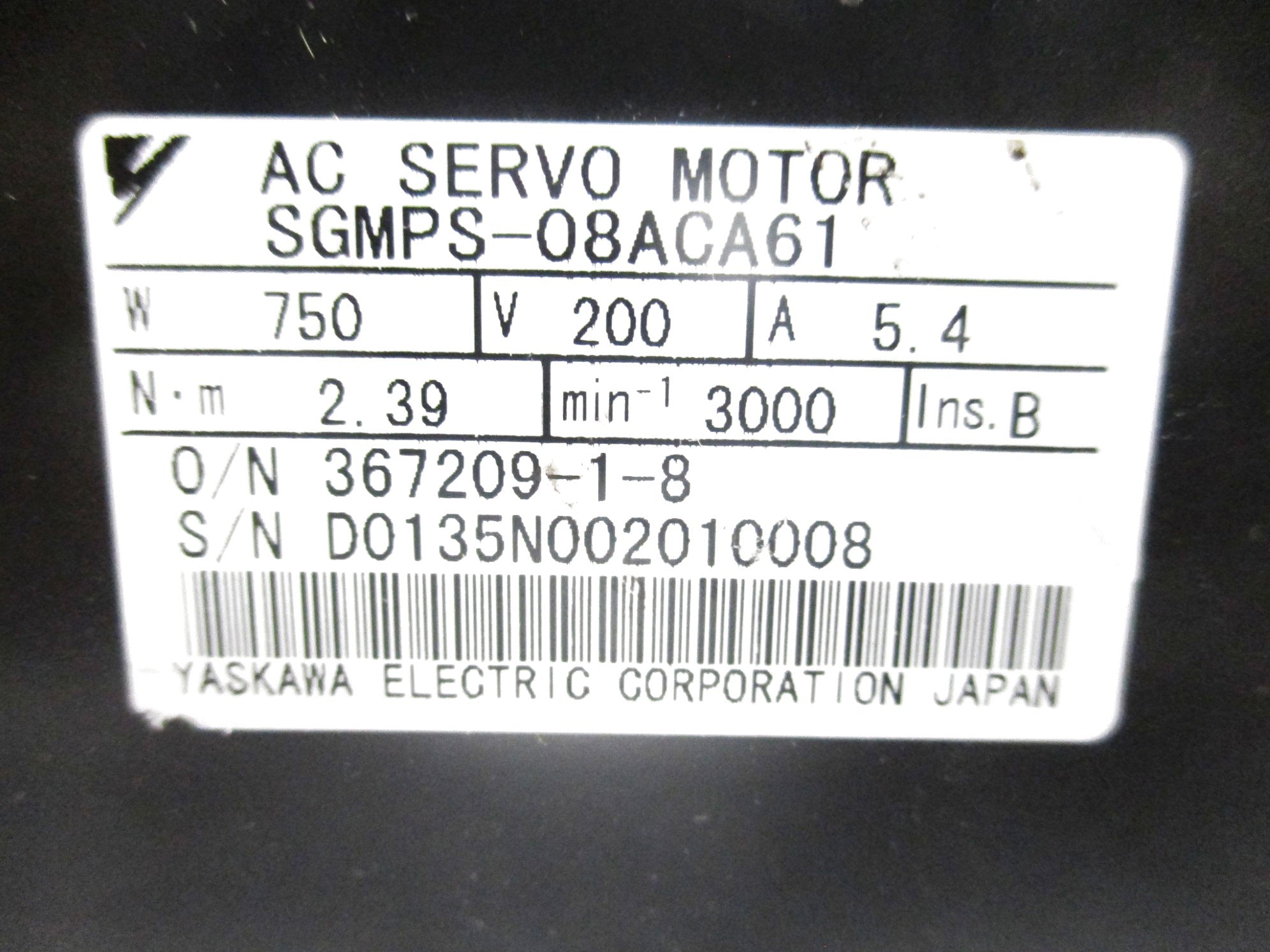 YASKAWA SGMPS-08ACA61 UNMP