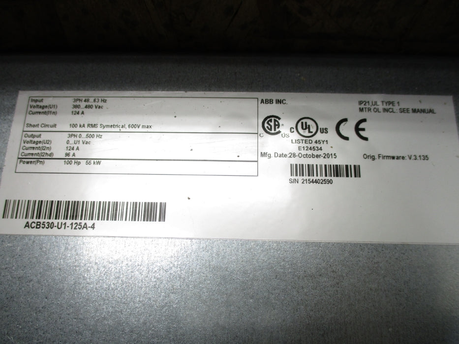 ABB ACB530-U1-125A-4 NSMP