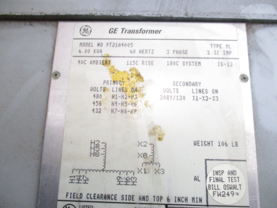 GENERAL ELECTRIC 9T21A4005 6KVA NSMP