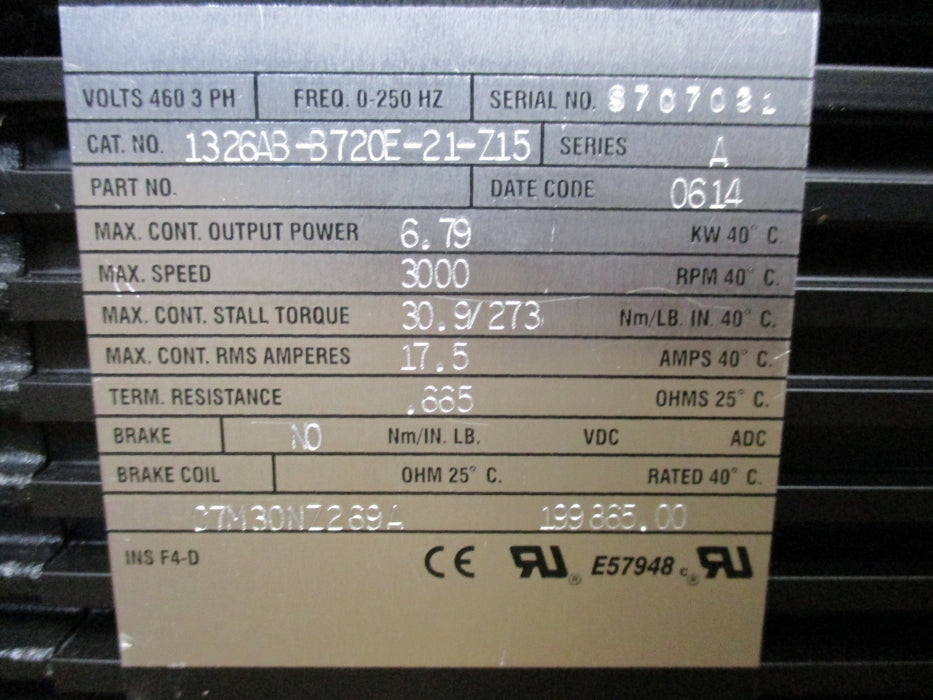 ALLEN BRADLEY 1326AB-B720E-21-Z15 SER. A NSMP
