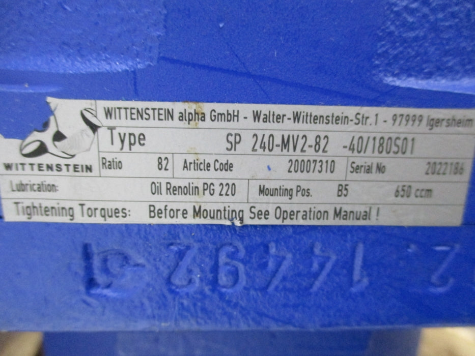 WITTENSTEIN SP240-MV2-82-40/180S01 NSNP
