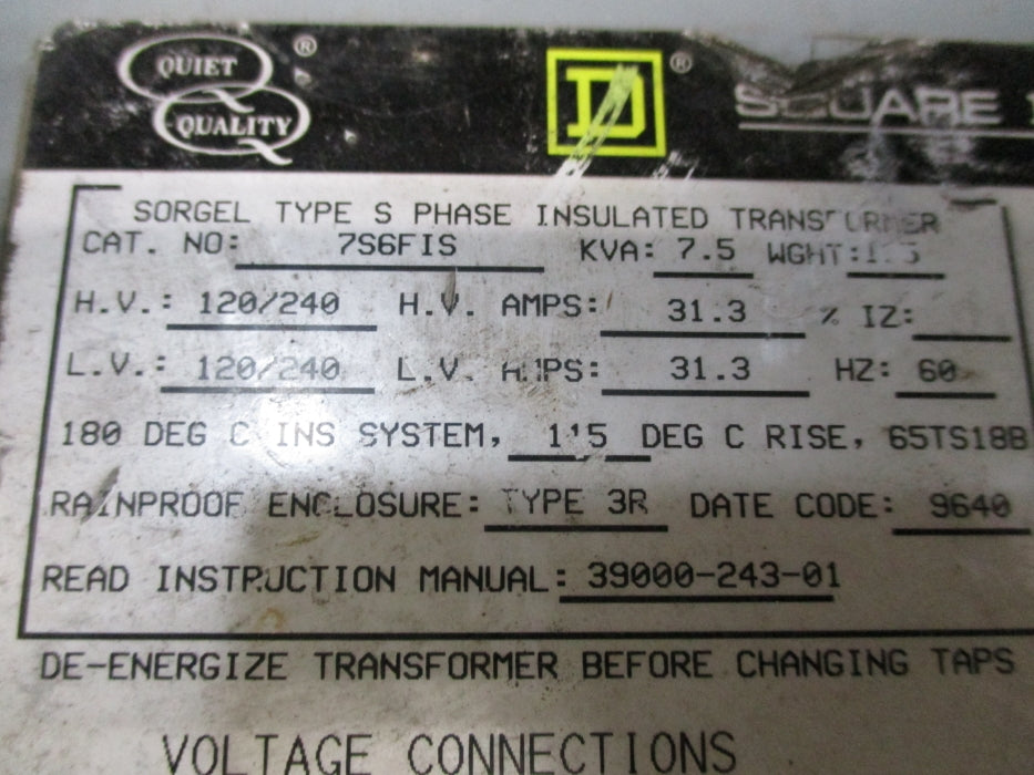 SQUARE D 7S6FIS 7.5KVA UNMP