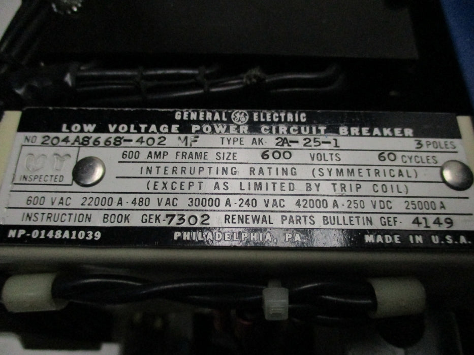 GENERAL ELECTRIC AK-2A-25-1 600A 600V NSNP