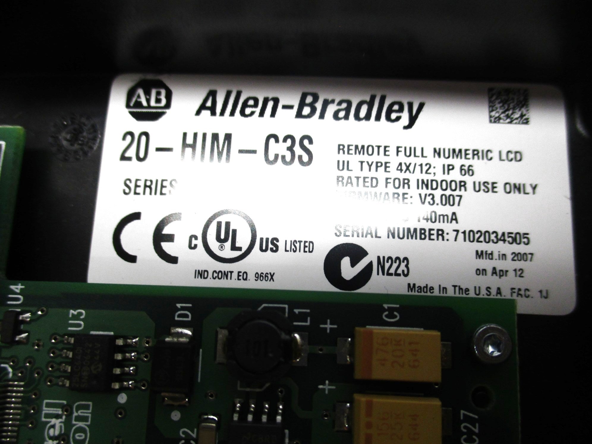 ALLEN BRADLEY 20-HIM-C3S SER. A F/W V3.007 NSMP