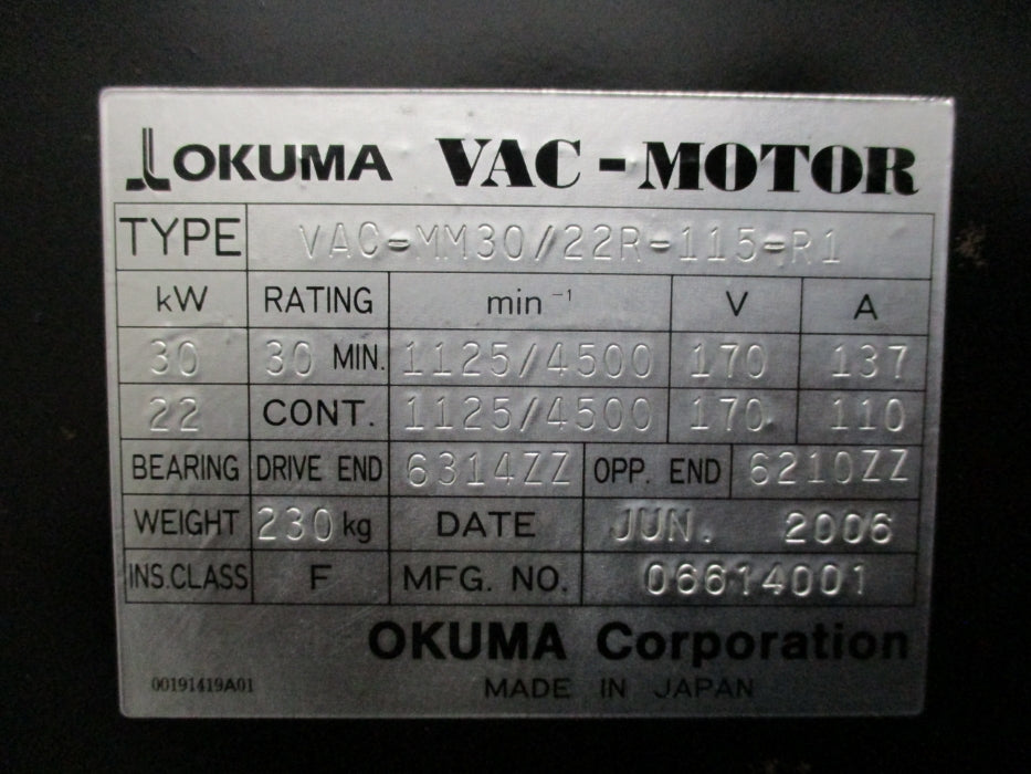 OKUMA VAC-MM30/22R-115-R1 NSNP
