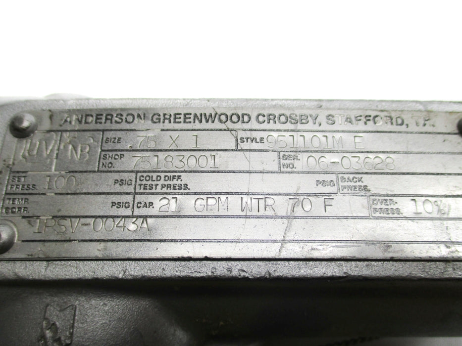 ANDERSON GREENWOOD CROSBY 951101M 100PSI REMAN