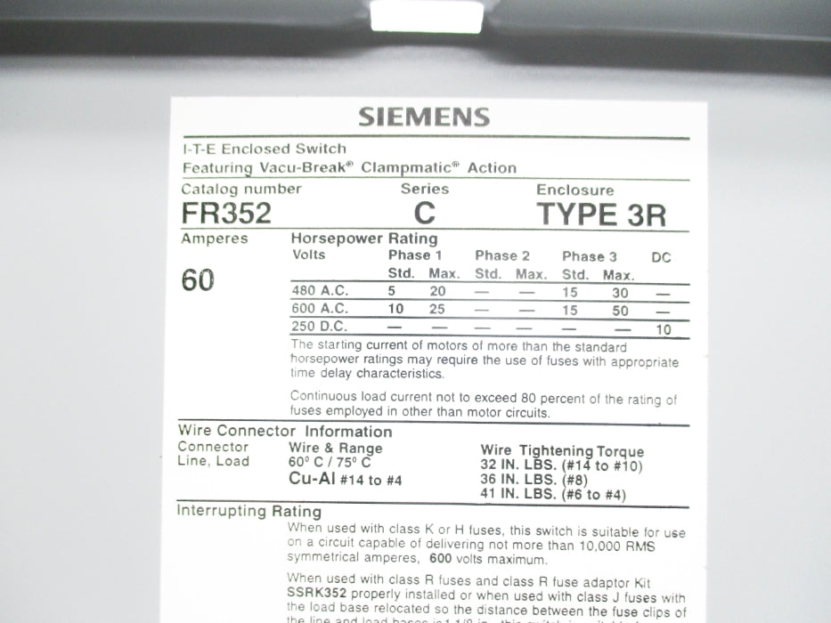 SIEMENS FR352 SER. C NSMP