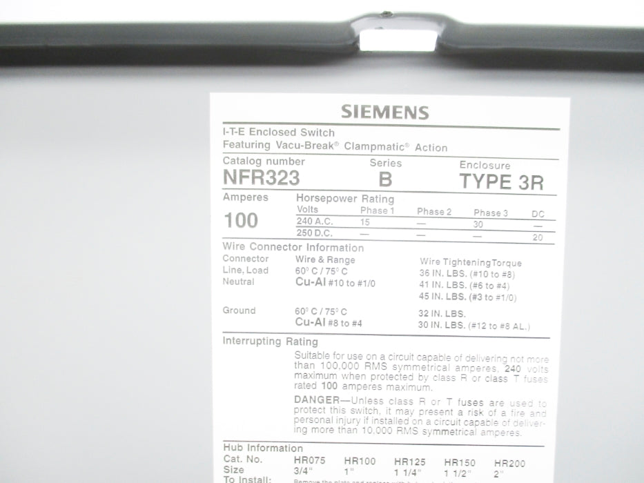 SIEMENS NFR323 SER. B NSMP