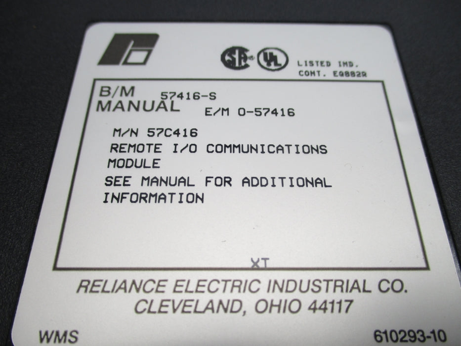 RELIANCE ELECTRIC 57C416 57416-S REMAN