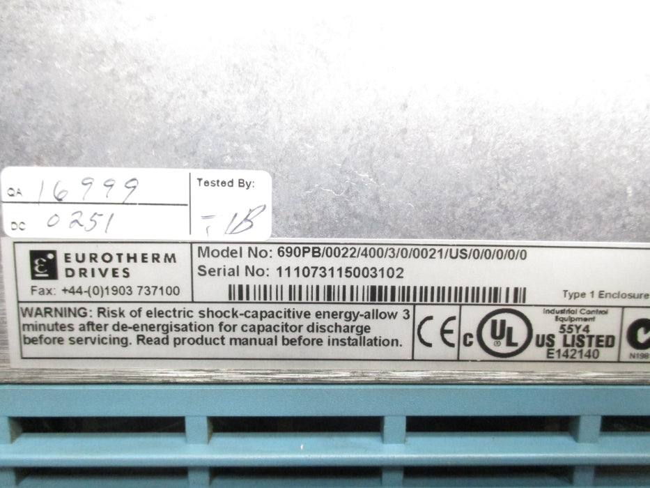 EUROTHHERM DRIVES 690PB/0022/400/3/0/0021/US/0/0/0/0/0 UNMP