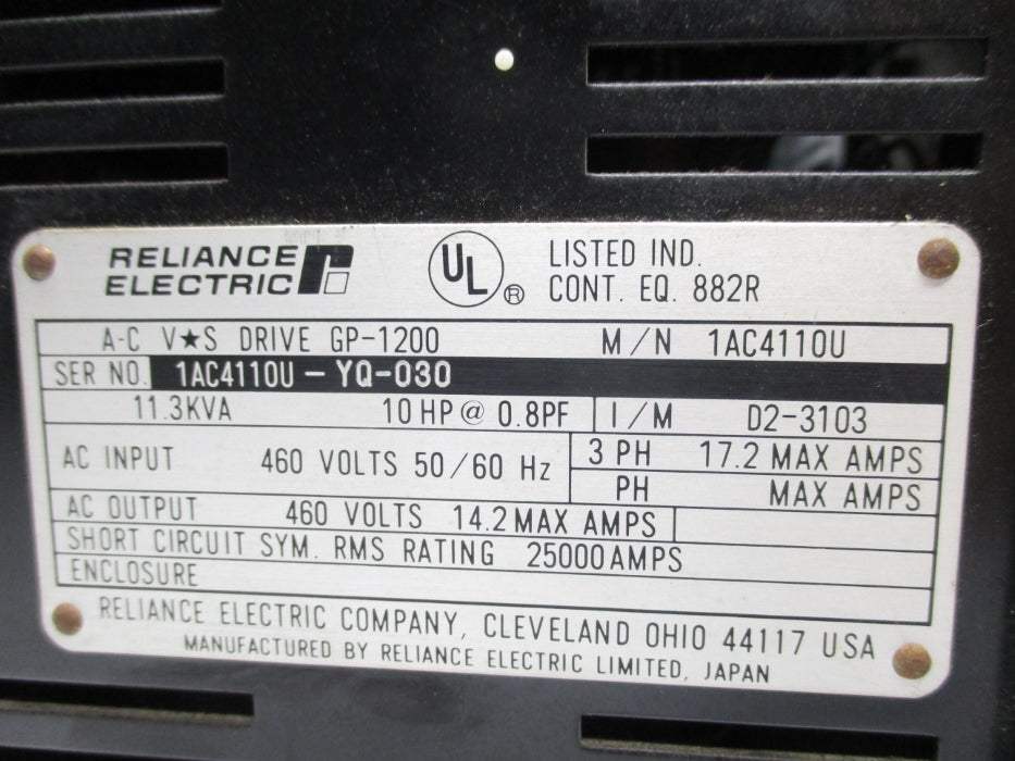 RELIANCE ELECTRIC 1AC4110U UNMP