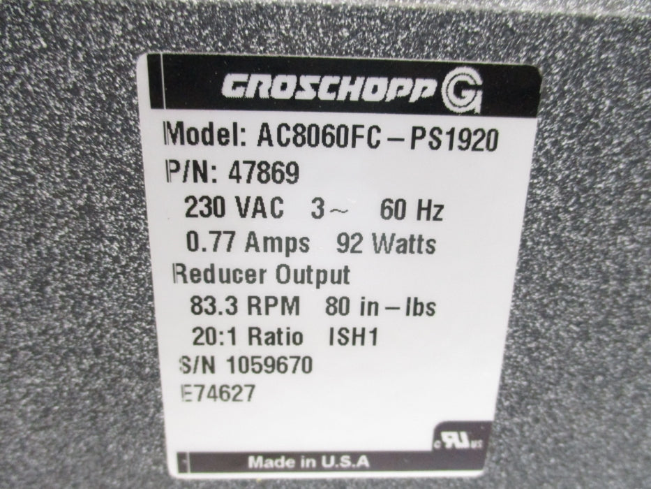 GROSCHOPP AC8060FC-PS1920 47869 230VAC 0.77A NSNP