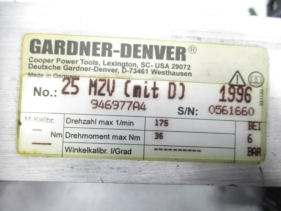GARDNER-DENVER 946977A4 25MZV(MITD) 6 BAR (AS PICTURED) UNMP