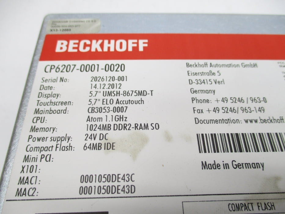 BECKHOFF CP6207-0001-0020 NSMP