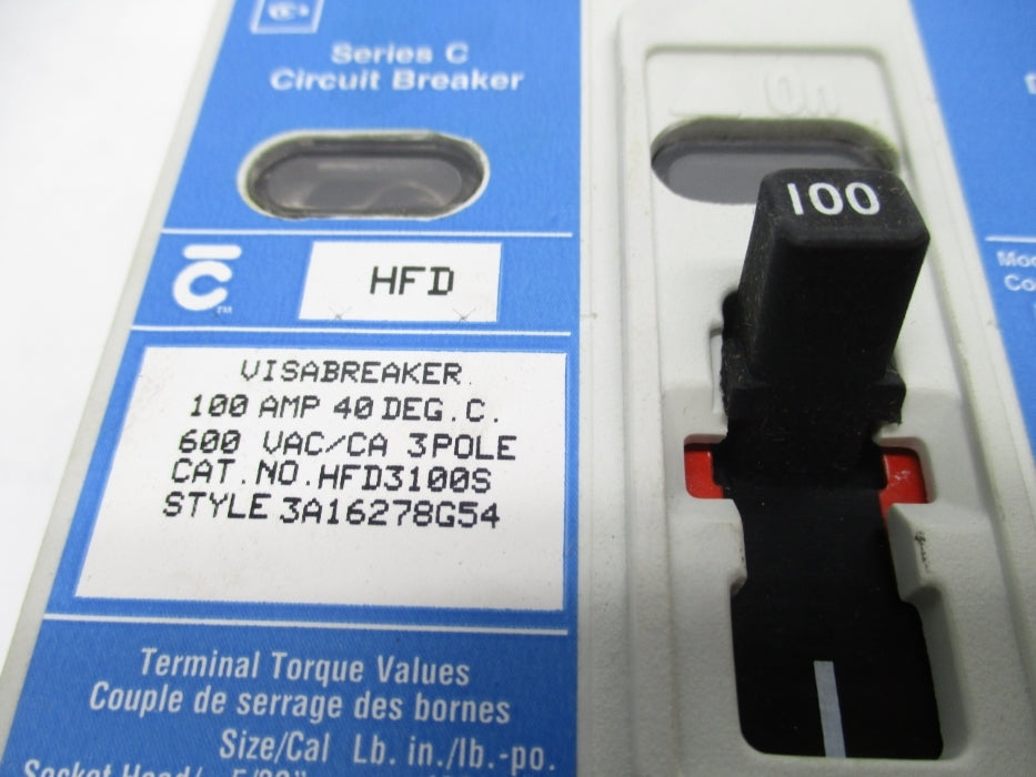 CUTLER HAMMER HFD3100S SER. C 100A 600VAC NSMP