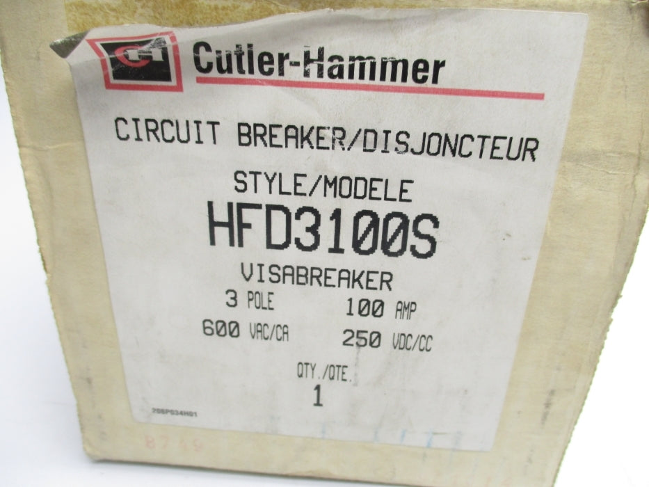 CUTLER HAMMER HFD3100S SER. C 100A 600VAC NSMP