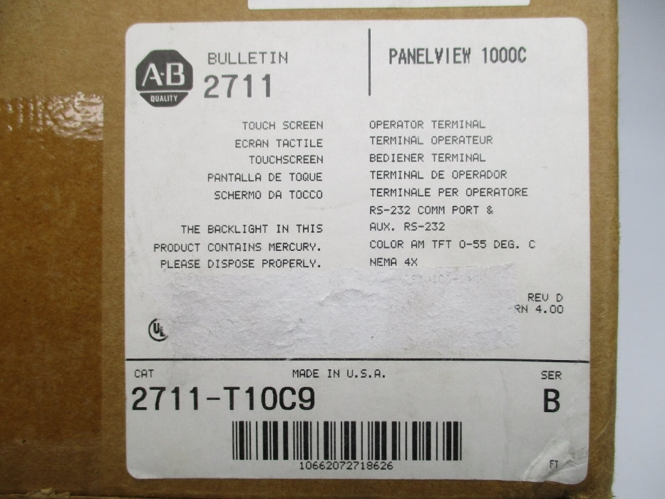 INDUSTRIAL SPARE PART 2711-T10C9 SER. B F/W 4.00 NSMP
