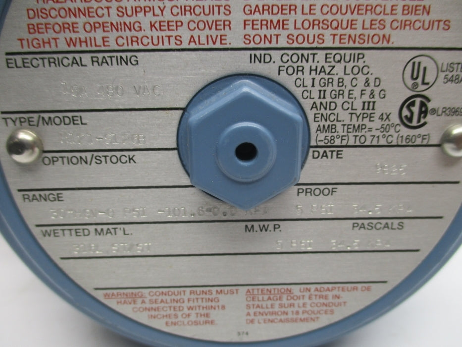 UNITED ELECTRIC CONTROL H121-S126B NSMP