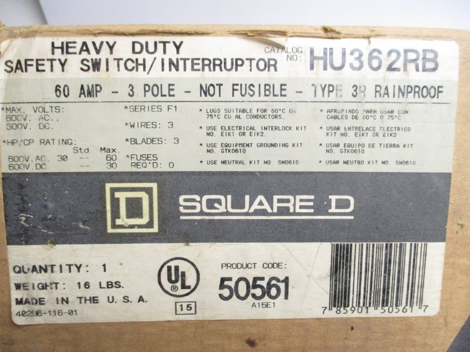 SQUARE D HU362RB SER. F1 NSMP