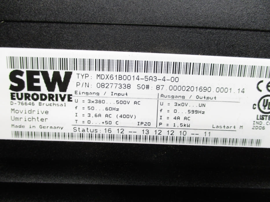 SEW-EURODRIVE MDX61B0014-5A3-4-00 NSMP