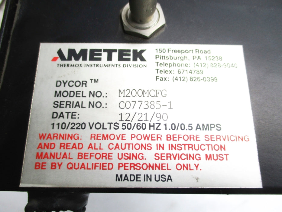 AMETEK M200MCFG UNMP