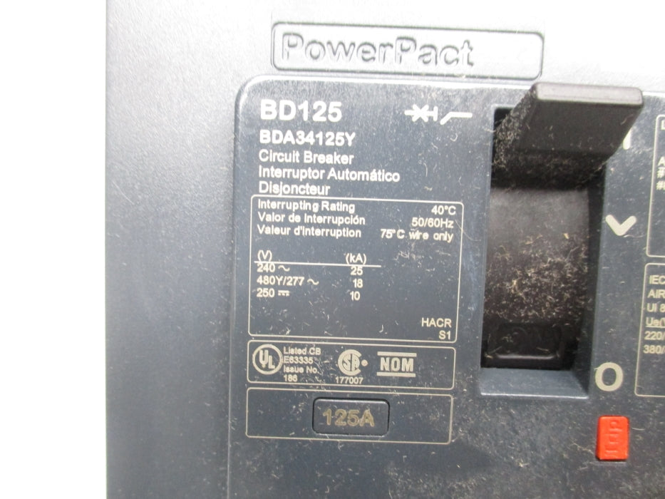 SQUARE D BDA34125Y 277V 125A  NSMP