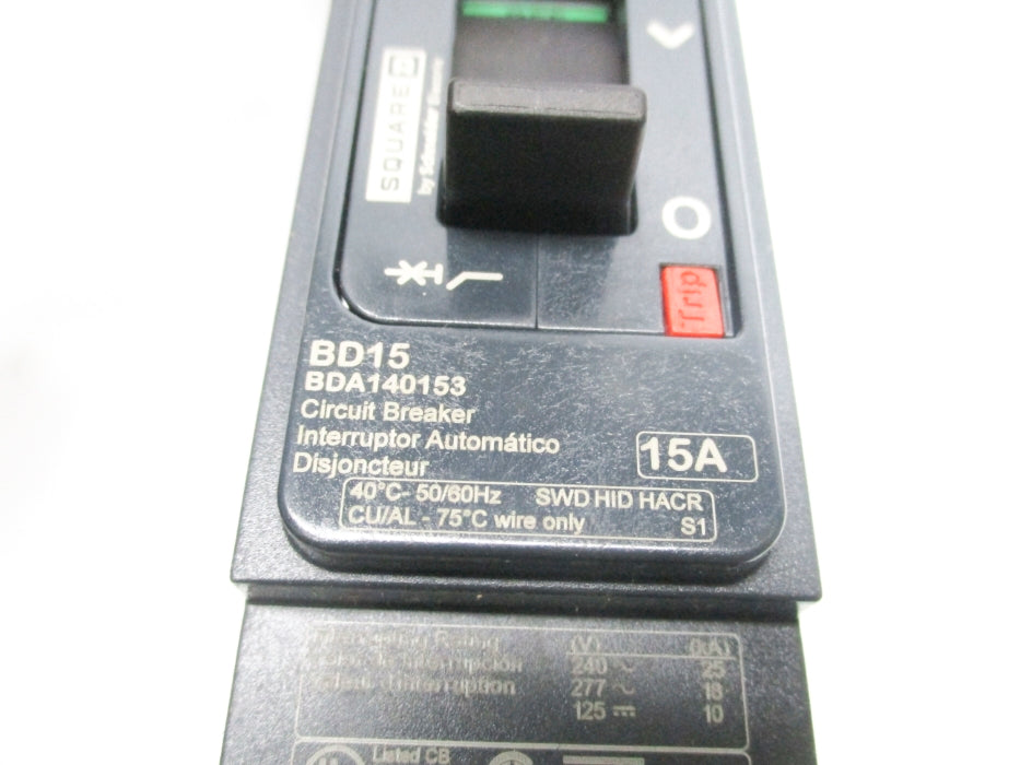 SQUARE D BDA140153 15A 277V NSMP