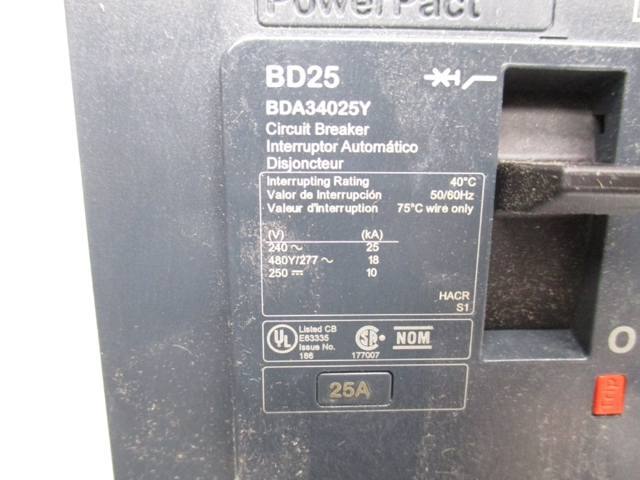 SQUARE D BDA34025Y 25A 277V NSMP