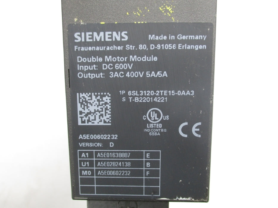 SIEMENS 6SL3120-2TE150AA3 UNMP