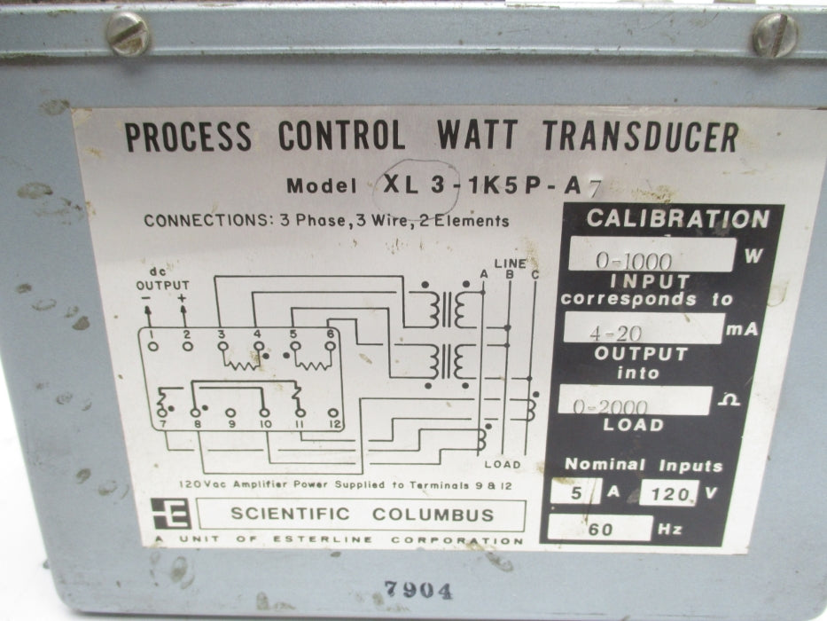 SCIENTIFIC COLUMBUS XL3-1K5P-A7 UNMP