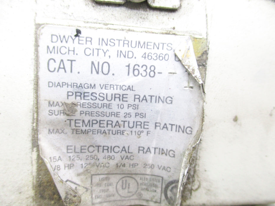 DWYER 1638-1 480VAC 15A 25PSI UNMP