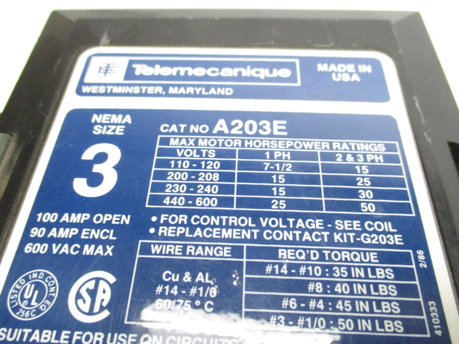 TELEMECANIQUE A203E UNMP