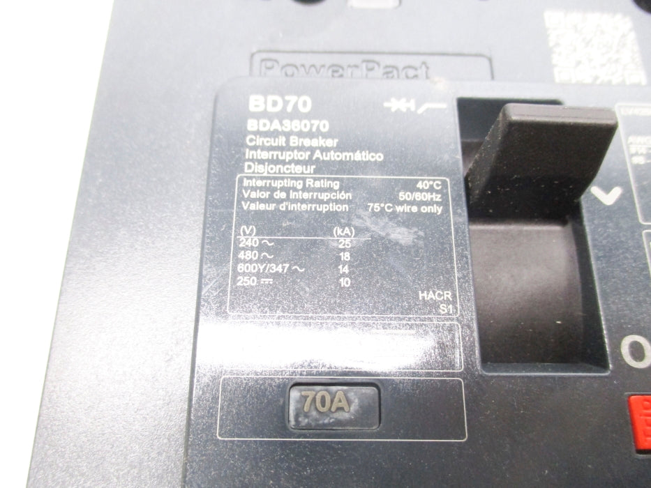 SQUARE D BDA36070 70A 480V NSNP